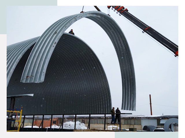 Полукруглые ангары в Дзержинске